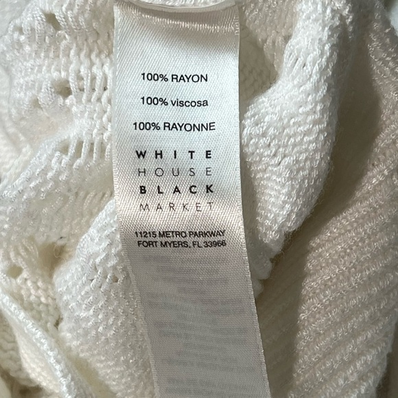 WHBM Womens Cream Open Knit Sweater Long Sleeve Lightweight Pullover Top‎ Small - Picture 8 of 8